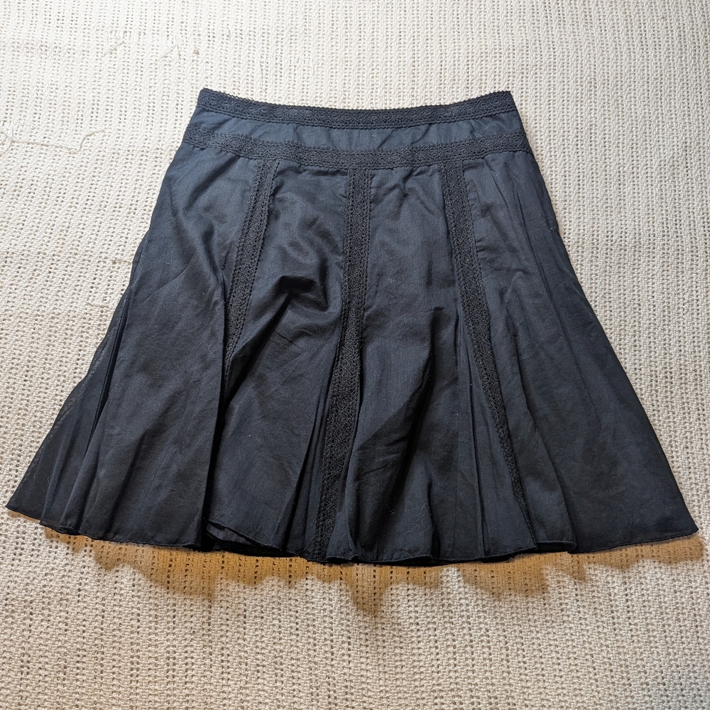 Apostrophe’ Black Mini Crochet Trim Skirt Women's 12 Petite Romantic Witchcore